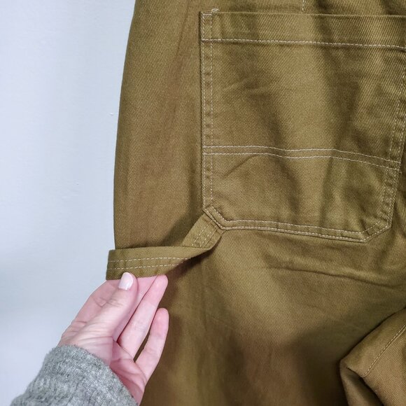 OLD NAVY Utility Straight Leg Pants 30" High Rise Carpenter Satin Moss Womens 16 - Picture 8 of 15